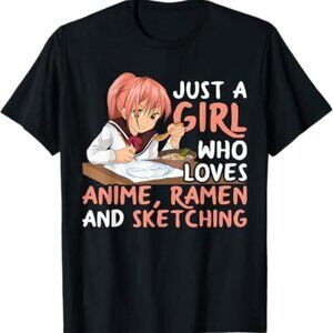 Just A Girl Who Loves Anime Ramen And Sketching Japan Anime T-Shirt